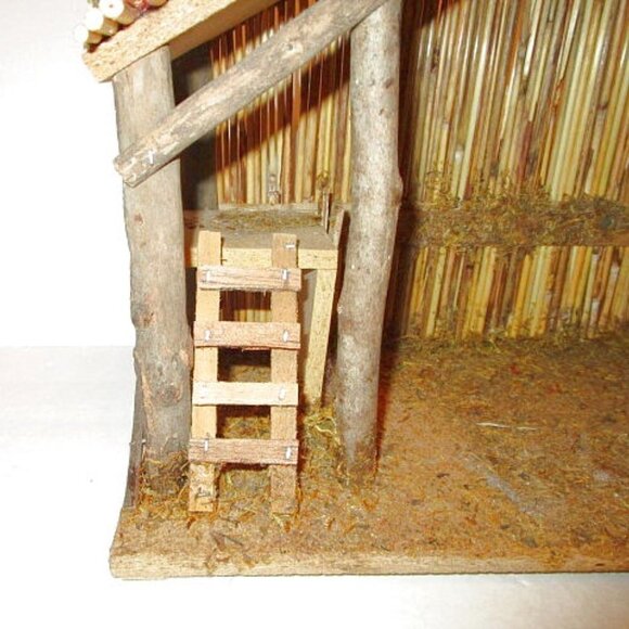 16” Wood CRECHE Stable NATIVITY SET With 9 PORCELAIN Figures JESUS Animals VTG - Picture 6 of 12